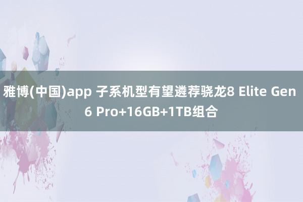 雅博(中国)app 子系机型有望遴荐骁龙8 Elite Gen 6 Pro+16GB+1TB组合