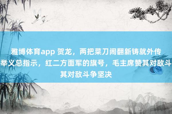 雅博体育app 贺龙，两把菜刀闹翻新铸就外传，南昌举义总指示，红二方面军的旗号，毛主席赞其对敌斗争坚决