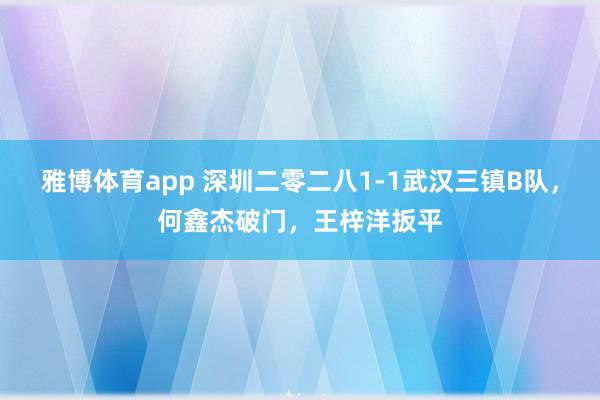 雅博体育app 深圳二零二八1-1武汉三镇B队，何鑫杰破门，王梓洋扳平