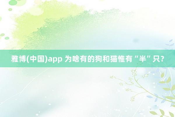雅博(中国)app 为啥有的狗和猫惟有“半”只？