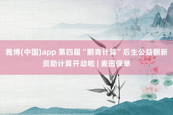 雅博(中国)app 第四届“鹏青计算”后生公益翻新资助计算开动啦 | 麦田保举