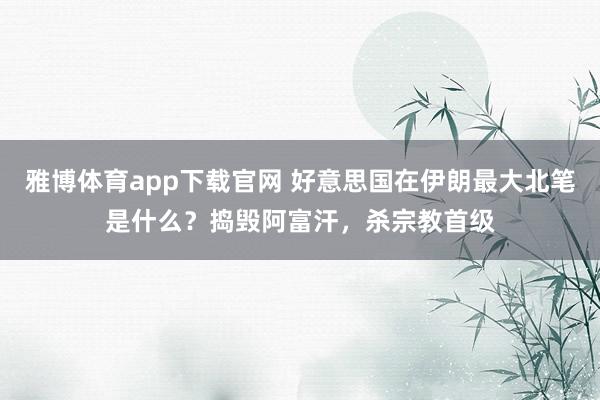 雅博体育app下载官网 好意思国在伊朗最大北笔是什么？捣毁阿富汗，杀宗教首级