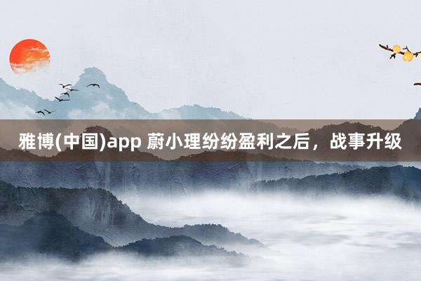 雅博(中国)app 蔚小理纷纷盈利之后，战事升级