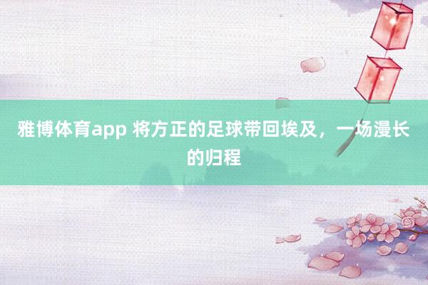 雅博体育app 将方正的足球带回埃及，一场漫长的归程