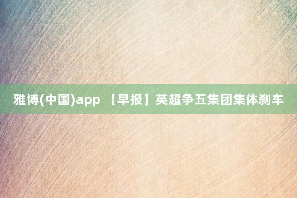 雅博(中国)app 【早报】英超争五集团集体刹车