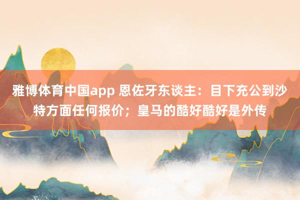 雅博体育中国app 恩佐牙东谈主：目下充公到沙特方面任何报价；皇马的酷好酷好是外传