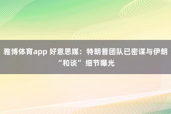 雅博体育app 好意思媒：特朗普团队已密谋与伊朗“和谈” 细节曝光
