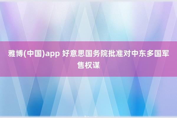 雅博(中国)app 好意思国务院批准对中东多国军售权谋
