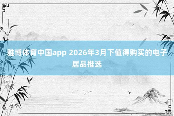 雅博体育中国app 2026年3月下值得购买的电子居品推选