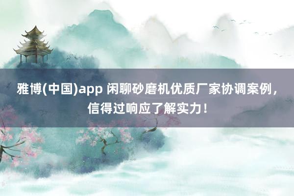 雅博(中国)app 闲聊砂磨机优质厂家协调案例，信得过响应了解实力！