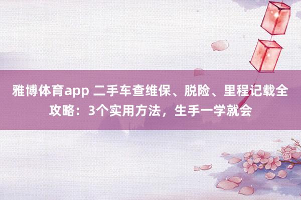 雅博体育app 二手车查维保、脱险、里程记载全攻略：3个实用方法，生手一学就会