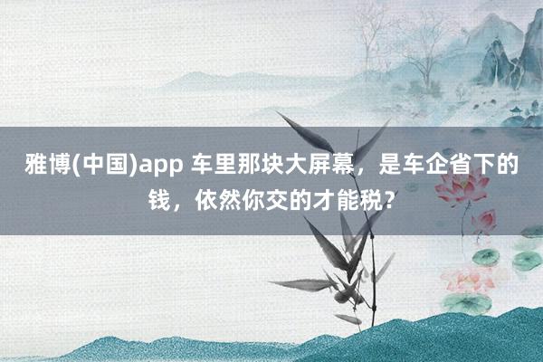 雅博(中国)app 车里那块大屏幕，是车企省下的钱，依然你交的才能税？
