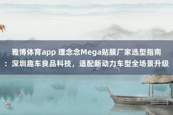 雅博体育app 理念念Mega贴膜厂家选型指南：深圳趣车良品科技，适配新动力车型全场景升级