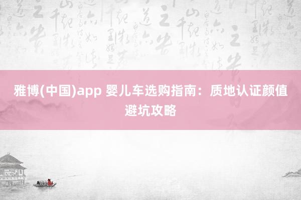雅博(中国)app 婴儿车选购指南：质地认证颜值避坑攻略