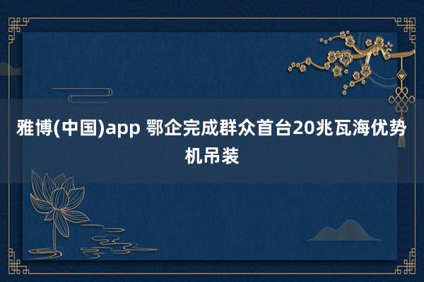 雅博(中国)app 鄂企完成群众首台20兆瓦海优势机吊装