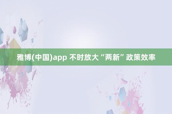 雅博(中国)app 不时放大“两新”政策效率