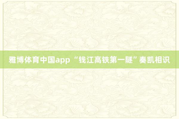 雅博体育中国app “钱江高铁第一隧”奏凯相识