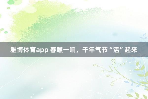 雅博体育app 春鞭一响，千年气节“活”起来