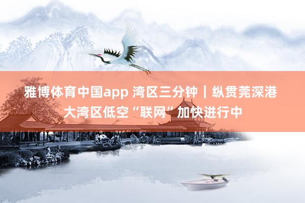 雅博体育中国app 湾区三分钟｜纵贯莞深港 大湾区低空“联网”加快进行中