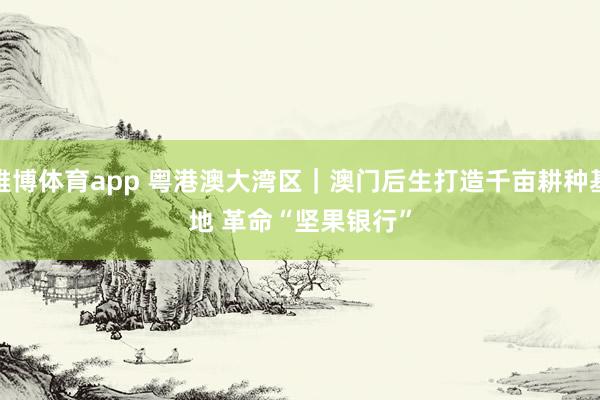 雅博体育app 粤港澳大湾区｜澳门后生打造千亩耕种基地 革命“坚果银行”