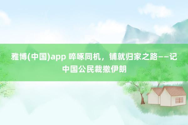 雅博(中国)app 啐啄同机，铺就归家之路——记中国公民裁撤伊朗