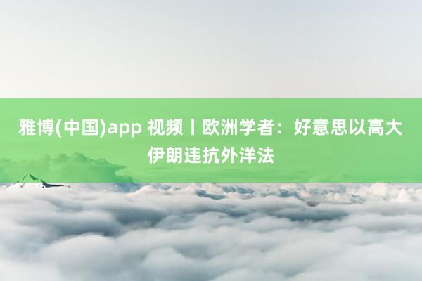 雅博(中国)app 视频丨欧洲学者：好意思以高大伊朗违抗外洋法