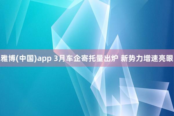 雅博(中国)app 3月车企寄托量出炉 新势力增速亮眼