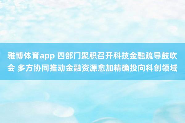 雅博体育app 四部门聚积召开科技金融疏导鼓吹会 多方协同推动金融资源愈加精确投向科创领域