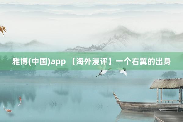 雅博(中国)app 【海外漫评】一个右翼的出身