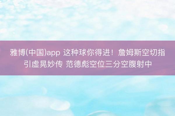 雅博(中国)app 这种球你得进！詹姆斯空切指引虚晃妙传 范德彪空位三分空腹射中