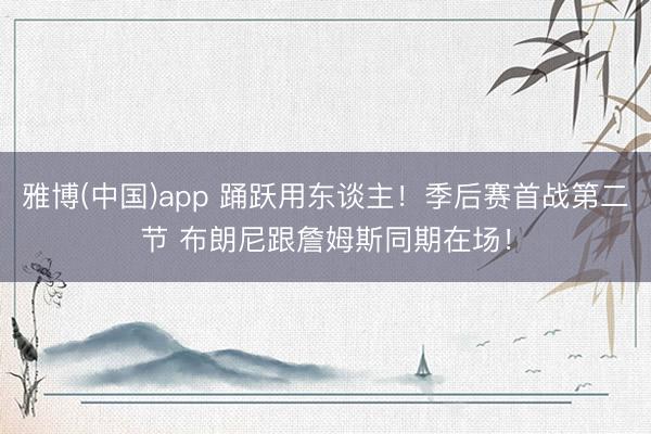 雅博(中国)app 踊跃用东谈主！季后赛首战第二节 布朗尼跟詹姆斯同期在场！