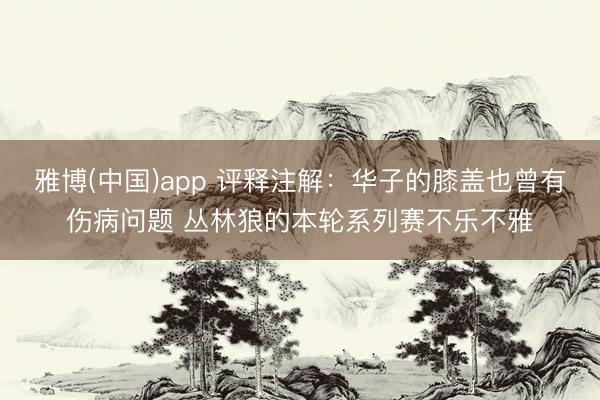 雅博(中国)app 评释注解：华子的膝盖也曾有伤病问题 丛林狼的本轮系列赛不乐不雅