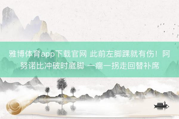 雅博体育app下载官网 此前左脚踝就有伤！阿努诺比冲破时崴脚 一瘸一拐走回替补席