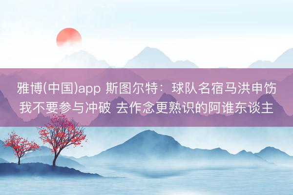 雅博(中国)app 斯图尔特：球队名宿马洪申饬我不要参与冲破 去作念更熟识的阿谁东谈主