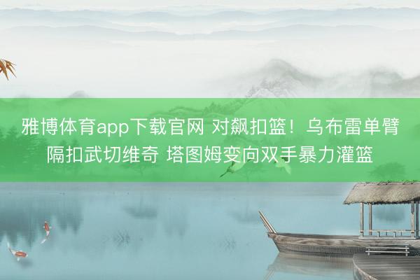 雅博体育app下载官网 对飙扣篮！乌布雷单臂隔扣武切维奇 塔图姆变向双手暴力灌篮