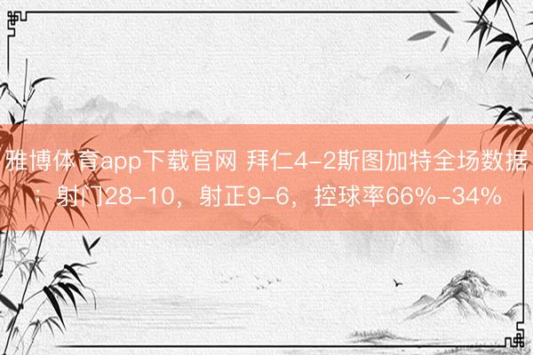 雅博体育app下载官网 拜仁4-2斯图加特全场数据:射门28-10,射正9-6,控球率66%-34%