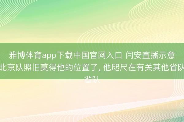 雅博体育app下载中国官网入口 闫安直播示意北京队照旧莫得他的位置了， 他咫尺在有关其他省队
